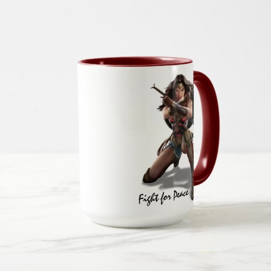 Wonder-vrouw die blokkeert met racelets mok (Voorkant rechts)