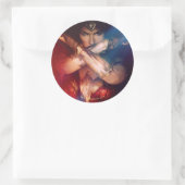 Wonder-vrouw die blokkeert met racelets ronde sticker (Tas)