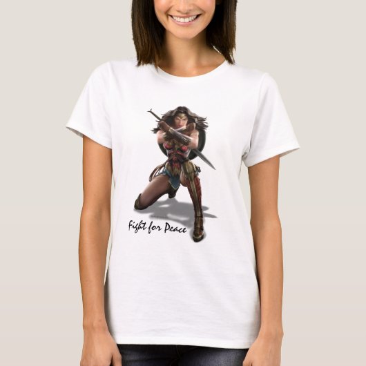 Wonder-vrouw die blokkeert met racelets t-shirt (Voorkant)