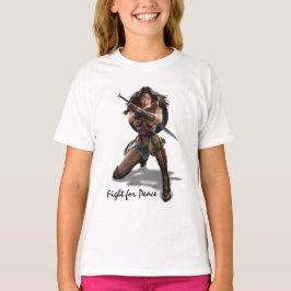 Wonder-vrouw die blokkeert met racelets t-shirt