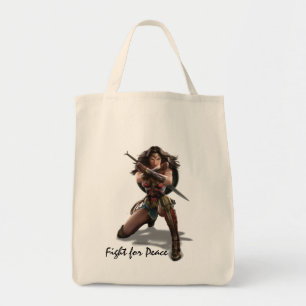 Wonder-vrouw die blokkeert met racelets tote bag