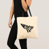 Wonder-vrouw die in een hoekige Logo zit Tote Bag (Voorkant (product))