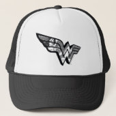 Wonder-vrouw die in een hoekige Logo zit Trucker Pet (Voorkant)