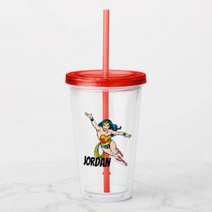 Wonder-vrouw die vooraan vliegt acryl drinkbeker