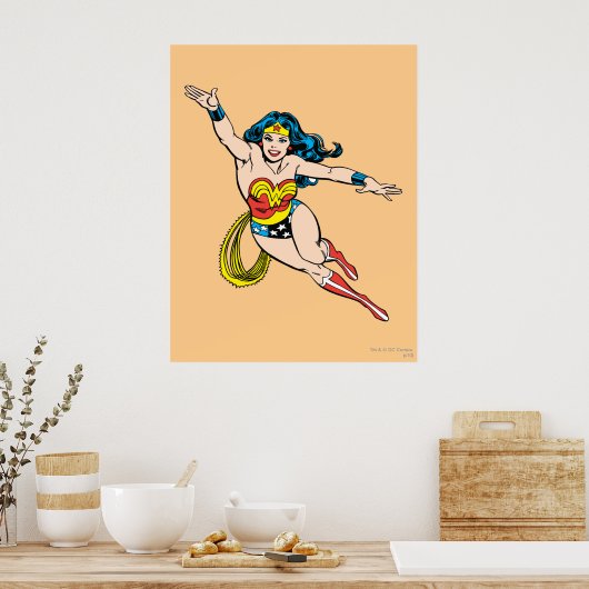 Wonder-vrouw die vooraan vliegt poster (Keuken)