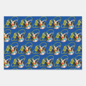 Wonder-vrouw met achtergrond stad inpakpapier vel (Voorkant 3)