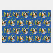 Wonder-vrouw met achtergrond stad inpakpapier vel (Voorkant)