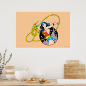 Wonder-vrouw met achtergrond stad poster (Keuken)