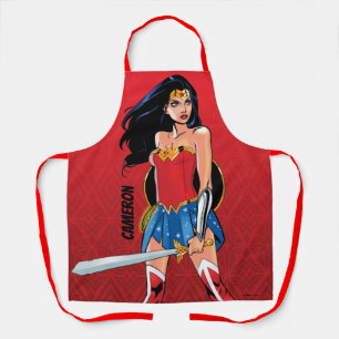 Wonder-vrouw met zwaard - doorboring schort