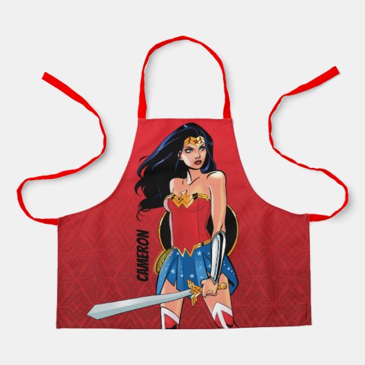 Wonder-vrouw met zwaard - doorboring schort (Voorkant)