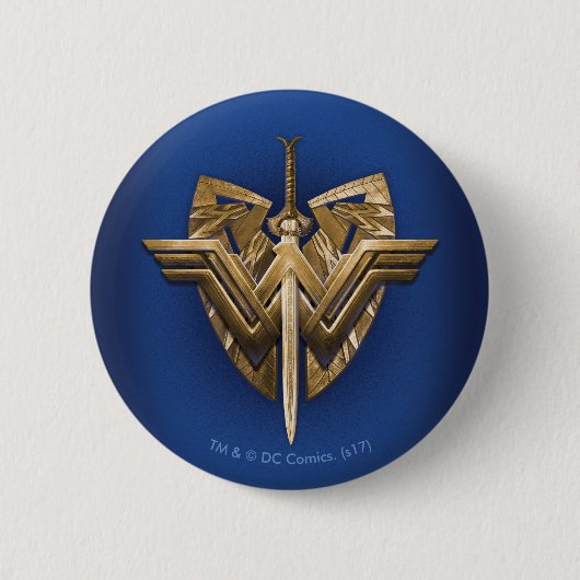 Wonder-vrouwsymbool met zwaard justitie ronde button 5,7 cm (Voorkant)