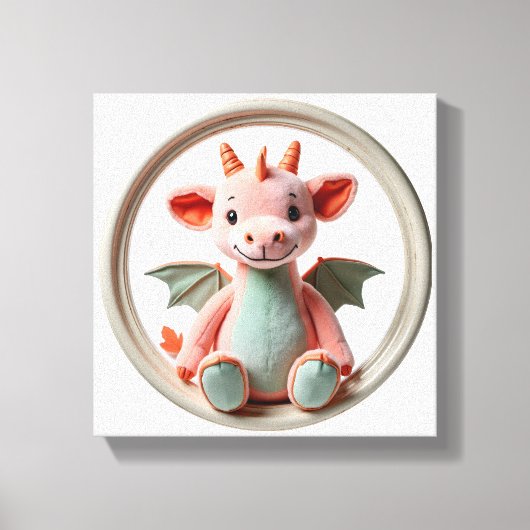 Wonder Wall Art Dragon Delight in roze en groen Canvas Afdruk (Voorkant)