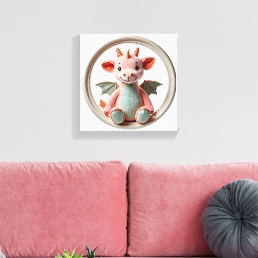 Wonder Wall Art Dragon Delight in roze en groen Canvas Afdruk (Insitu (Woonkamer))