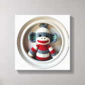 Wonder Wall Art Gestreepte Sock Monkey Delight Canvas Afdruk (Voorkant)