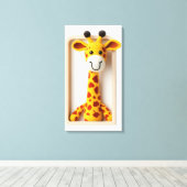 Wonder Wall Art Giggling Giraffe Canvas Afdruk (Insitu (Houten vloer))