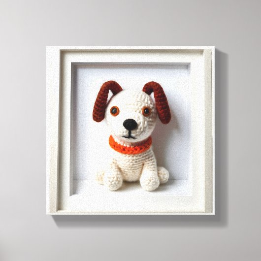 Wonder Wall Art Loyal Gehaakte Pup Canvas Afdruk (Voorkant)