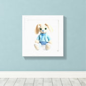 Wonder Wall Art Parmantig Konijn in Blauw Canvas Afdruk (Insitu (Houten vloer))