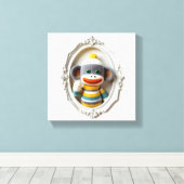 Wonder Wall Art speelse haakaap Canvas Afdruk (Insitu (Houten vloer))