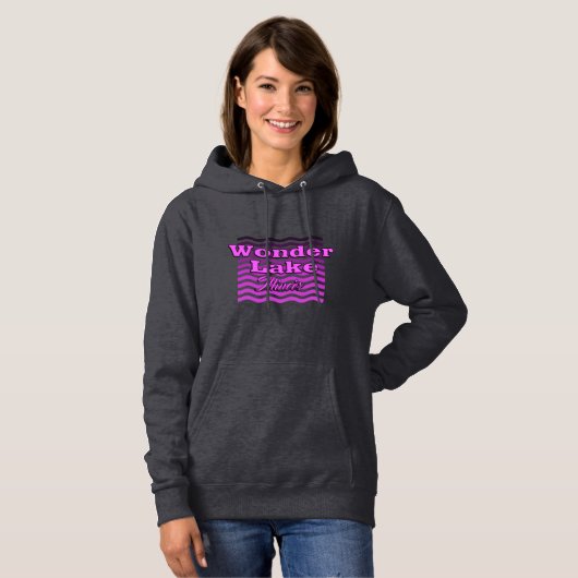 Wonder Wave Pink Women's Basic Hooded Sweatshirt (Voorkant volledig)