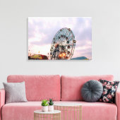'Wonder Wheel bij schemering' klaar Canvas Afdruk (Insitu (Woonkamer))