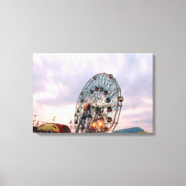 'Wonder Wheel bij schemering' klaar Canvas Afdruk