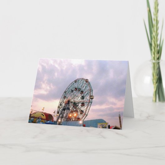 'Wonder Wheel bij schemering' lege wenskaart Kaart (Voorkant)