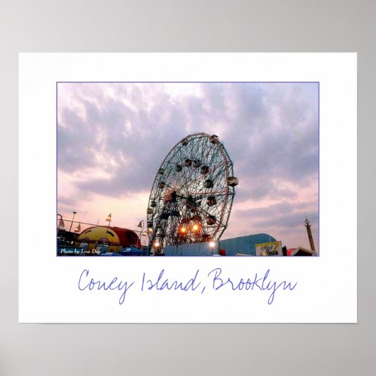'Wonder Wheel bij schemering' Poster (Voorkant)
