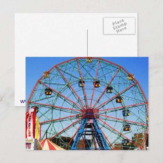 Wonder Wheel - Coney Island, NYC briefkaart (Voorkant / Achterkant)