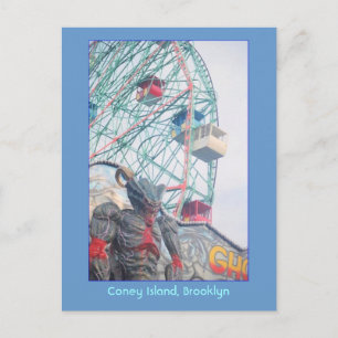 Wonder Wheel met demon (Coey is NY)-briefkaart Briefkaart