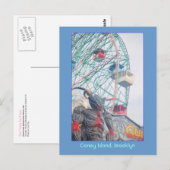 Wonder Wheel met Demon (Coney Is., NY) briefkaart (Voorkant / Achterkant)