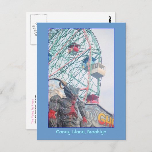 Wonder Wheel met Demon (Coney Is., NY) briefkaart (Voorkant / Achterkant)