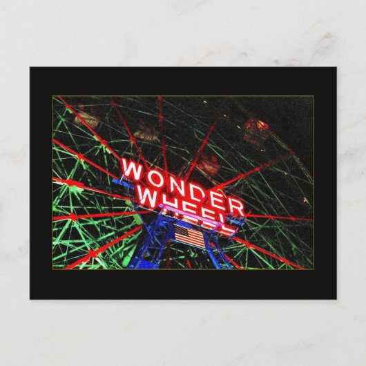 Wonder Wheel Neon (Coney Island, NY) briefkaart (Voorkant)