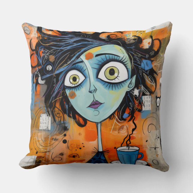 Wonder Whimsical Meisje Julianna Doodlewell Kussen (Voorkant)