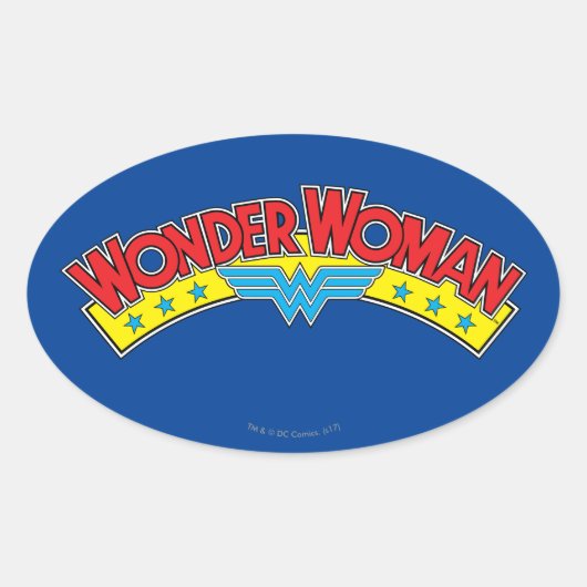 Wonder Woman 1987 Comic Book Logo Ovale Sticker (Voorkant)