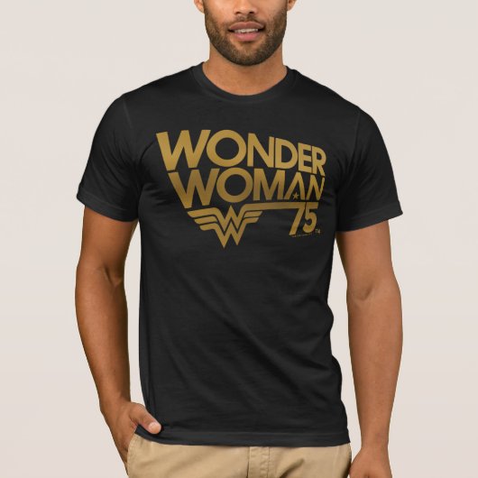 Wonder Woman 75th Jubileum Gold Logo T-shirt (Voorkant)
