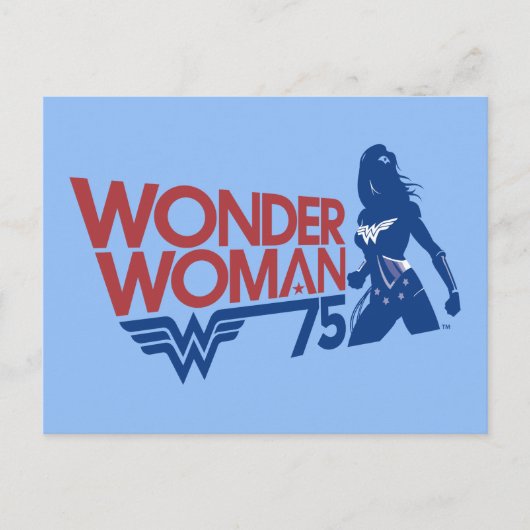 Wonder Woman 75th Jubileum Red & Blue Logo Briefkaart (Voorkant)