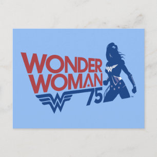 Wonder Woman 75th Jubileum Red & Blue Logo Briefkaart
