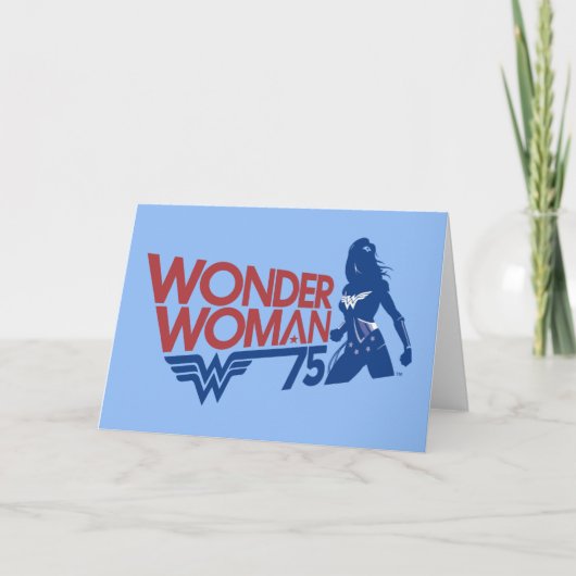 Wonder Woman 75th Jubileum Red & Blue Logo Kaart (Voorkant)