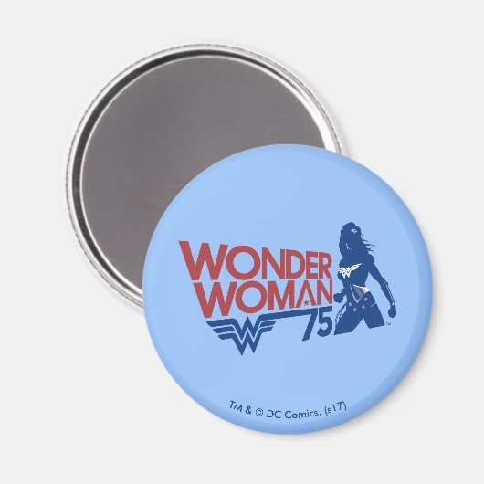 Wonder Woman 75th Jubileum Red & Blue Logo Magneet (Voorkant / Achterkant)