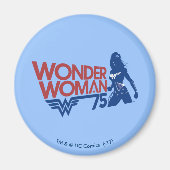 Wonder Woman 75th Jubileum Red & Blue Logo Magneet (Voorkant)