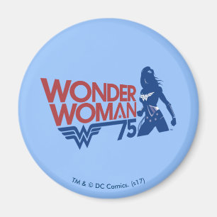 Wonder Woman 75th Jubileum Red & Blue Logo Magneet