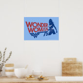 Wonder Woman 75th Jubileum Red & Blue Logo Poster (Keuken)