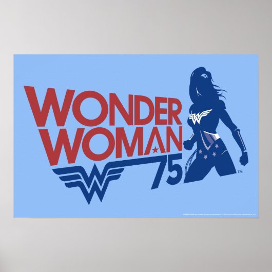 Wonder Woman 75th Jubileum Red & Blue Logo Poster (Voorkant)