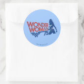 Wonder Woman 75th Jubileum Red & Blue Logo Ronde Sticker (Tas)