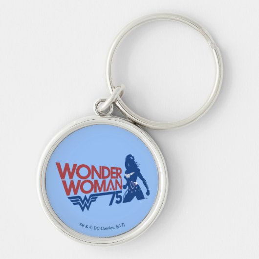 Wonder Woman 75th Jubileum Red & Blue Logo Sleutelhanger (Voorkant)