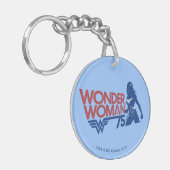 Wonder Woman 75th Jubileum Red & Blue Logo Sleutelhanger (Voorkant Links)