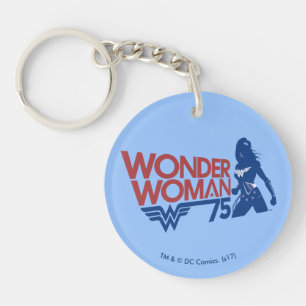 Wonder Woman 75th Jubileum Red & Blue Logo Sleutelhanger