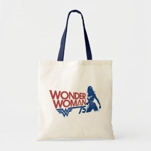 Wonder Woman 75th Jubileum Red & Blue Logo Tote Bag