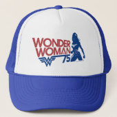 Wonder Woman 75th Jubileum Red & Blue Logo Trucker Pet (Voorkant)