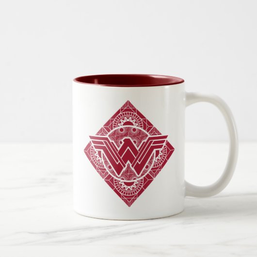 Wonder Woman Amazonian Symbol Tweekleurige Koffiemok (Rechts)